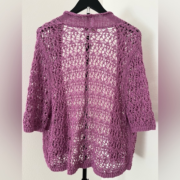 🌸 Pretty Purple Open-Knit Cardigan – Coldwater Creek (L) 🌸 - Picture 4 of 12